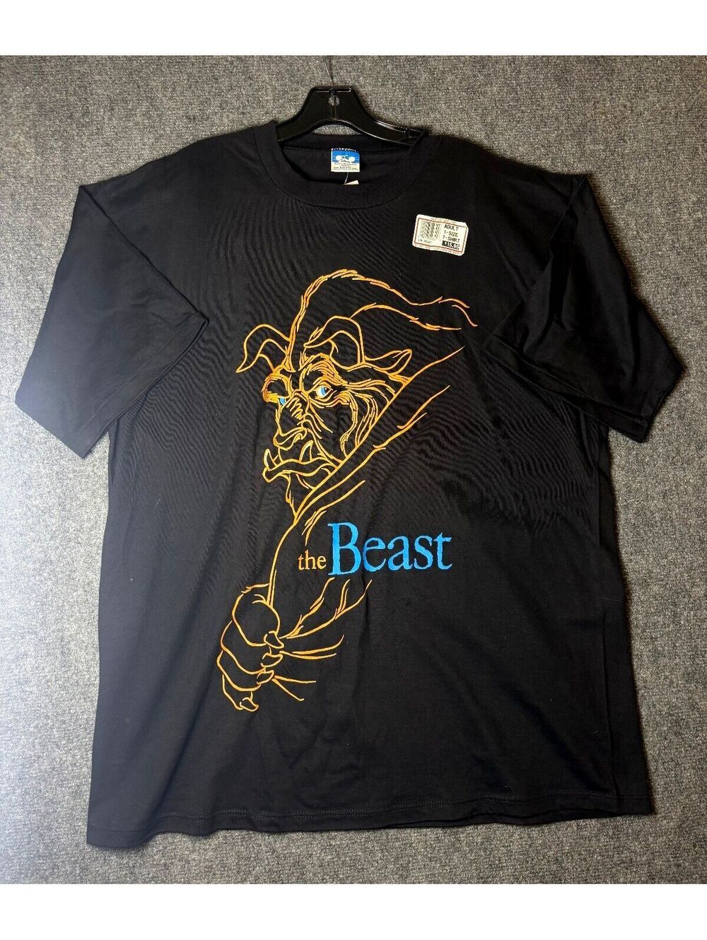 Vintage 90s Deadstock RARE Disney Beast Black Graphic Tee One Size Adult - 0237